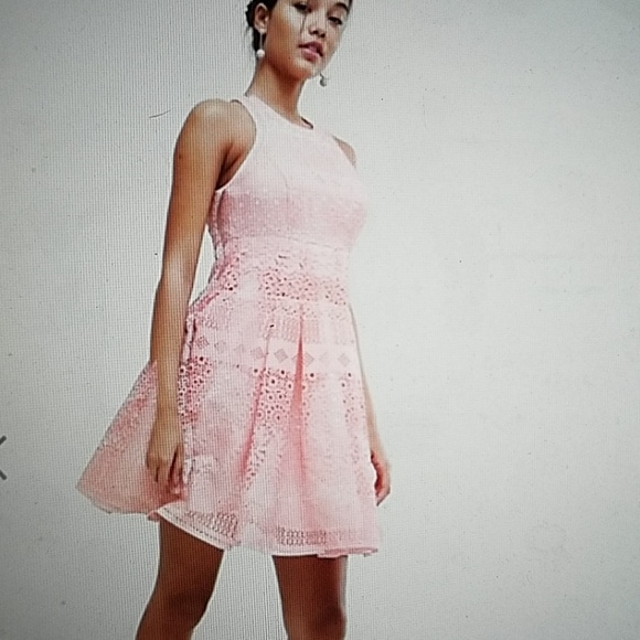 ASOS Pink Laser Cut Fit ‘N Flair Dress - Picture 8 of 8